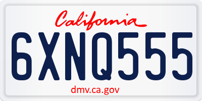 CA license plate 6XNQ555