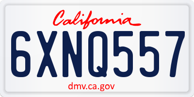 CA license plate 6XNQ557
