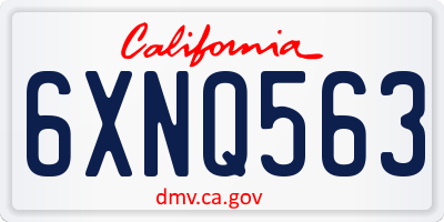 CA license plate 6XNQ563