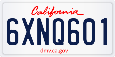 CA license plate 6XNQ601