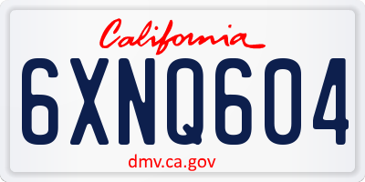 CA license plate 6XNQ604