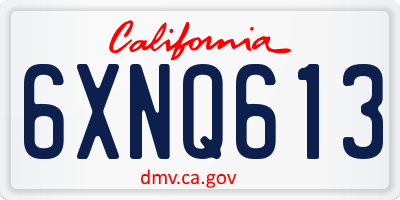 CA license plate 6XNQ613