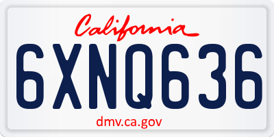 CA license plate 6XNQ636