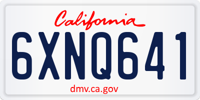 CA license plate 6XNQ641