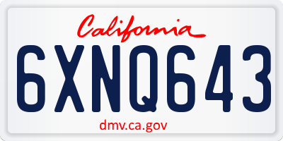 CA license plate 6XNQ643