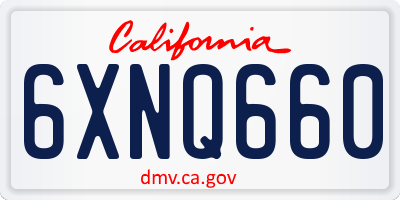 CA license plate 6XNQ660