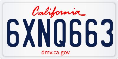 CA license plate 6XNQ663