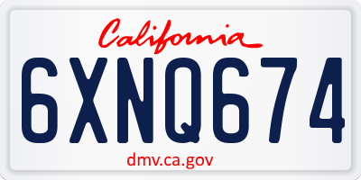 CA license plate 6XNQ674