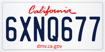 CA license plate 6XNQ677
