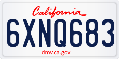 CA license plate 6XNQ683