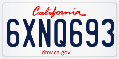 CA license plate 6XNQ693