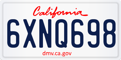 CA license plate 6XNQ698