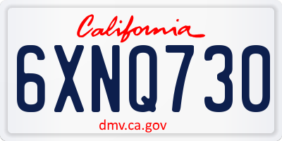 CA license plate 6XNQ730
