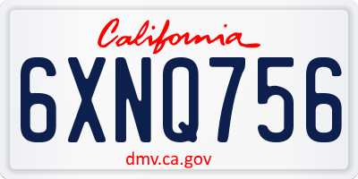 CA license plate 6XNQ756