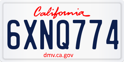 CA license plate 6XNQ774