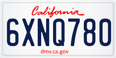 CA license plate 6XNQ780