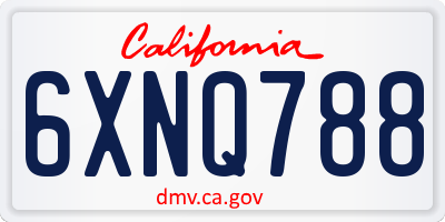 CA license plate 6XNQ788