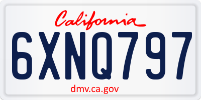 CA license plate 6XNQ797