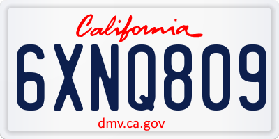 CA license plate 6XNQ809