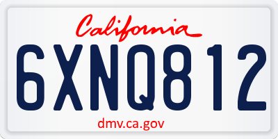 CA license plate 6XNQ812