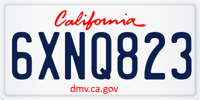 CA license plate 6XNQ823