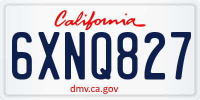 CA license plate 6XNQ827