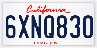 CA license plate 6XNQ830