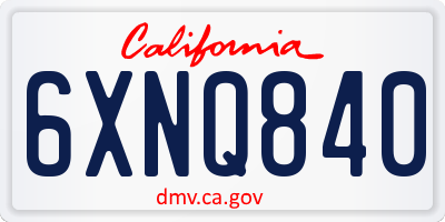 CA license plate 6XNQ840