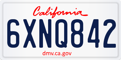 CA license plate 6XNQ842