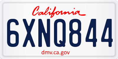 CA license plate 6XNQ844