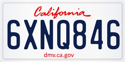 CA license plate 6XNQ846