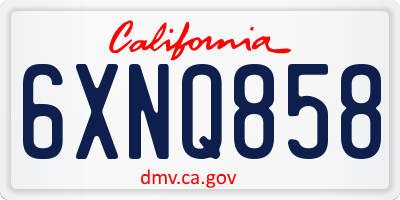 CA license plate 6XNQ858