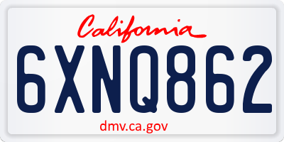 CA license plate 6XNQ862