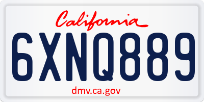 CA license plate 6XNQ889