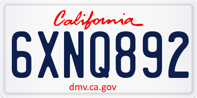 CA license plate 6XNQ892