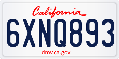 CA license plate 6XNQ893