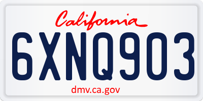 CA license plate 6XNQ903