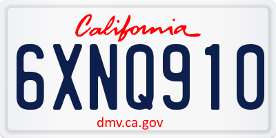 CA license plate 6XNQ910