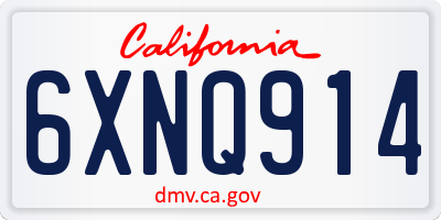 CA license plate 6XNQ914
