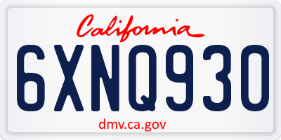 CA license plate 6XNQ930