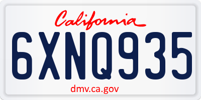 CA license plate 6XNQ935