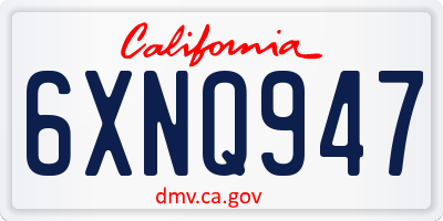 CA license plate 6XNQ947