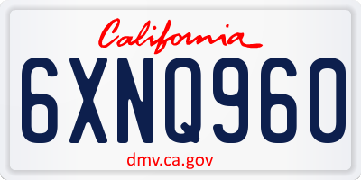 CA license plate 6XNQ960