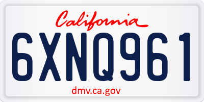 CA license plate 6XNQ961