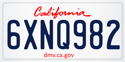 CA license plate 6XNQ982