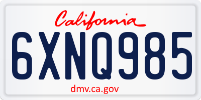 CA license plate 6XNQ985