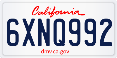 CA license plate 6XNQ992
