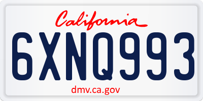CA license plate 6XNQ993