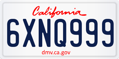 CA license plate 6XNQ999
