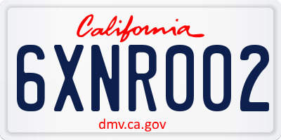 CA license plate 6XNR002